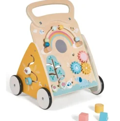 Andador Correpasillos madera Mimo Verde/Amarillo