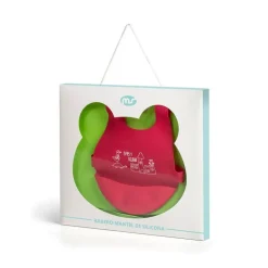 Babero y Mantel de silicona Lila y Verde