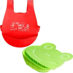 Babero y Mantel de silicona Rojo y Verde