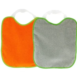 Baberos rizo y goma cuello Gris y Naranja 2 uds