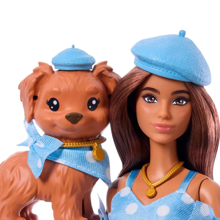 Barbie Twinning Looks Muñeca Perrito Vestido Topos