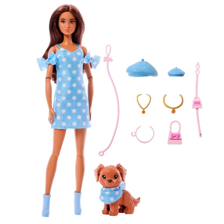 Barbie Twinning Looks Muñeca Perrito Vestido Topos