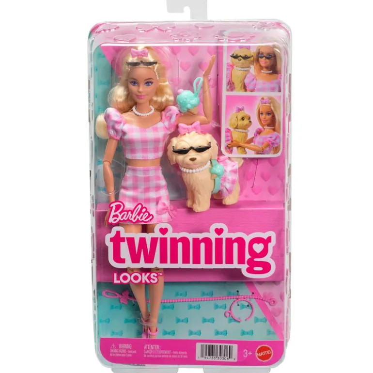 Barbie Twinning Looks Muñeca Perrito Vestido Cuadros