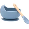 Bol con cuchara silicona azul