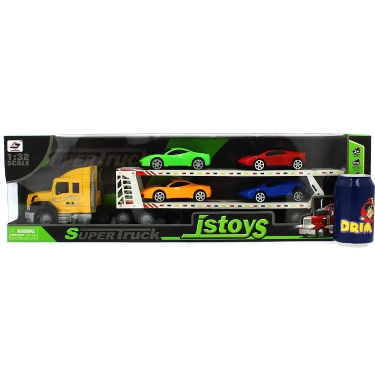 Camión de Transporte Amarillo con Coches