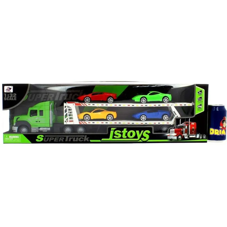 Camión de Transporte Verde con Coches