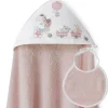 Capa baño + babero Bicicleta Jirafa Blanco/ Rosa