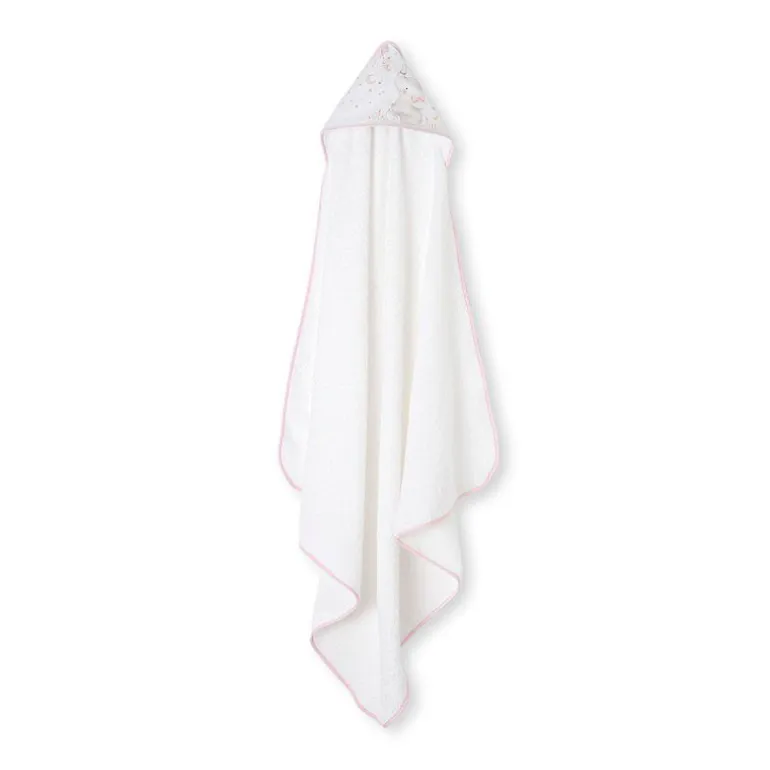 Capa baño + babero Elefante blanco/ rosa