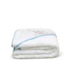 Capa baño + babero Elefante Blanco/ azul