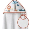 Capa baño + babero Leon Palmera Blanco/ Naranja