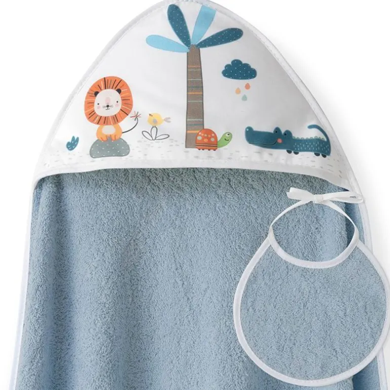 Capa baño + babero Leon Palmera Petroleo