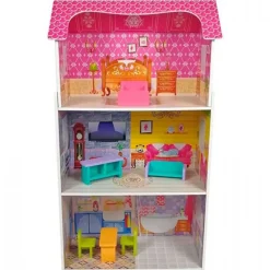 Casa de Muñecas de Madera con Muebles