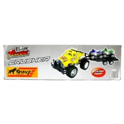 Coche Crusher Amarillo con Remolque y Quads