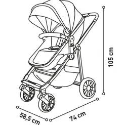 Cochecito 3 piezas Dubai 2 Rosa