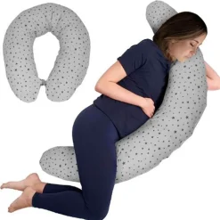 Cojín Lactancia Maternidad Gris Estrella Blanca