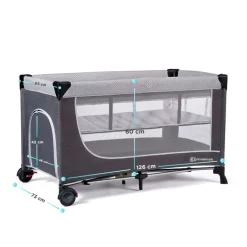 Cuna de viaje 2 alturas Leody Gris