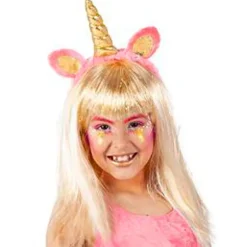 Diadema Unicornio Dorada con Pelo