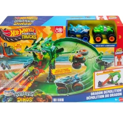 Hot Wheels Monster Trucks Destrucción Dragón de Sharks vs. Dinos.