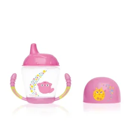 Kiokids Taza silicona con asas y tapa 210ml Rosa