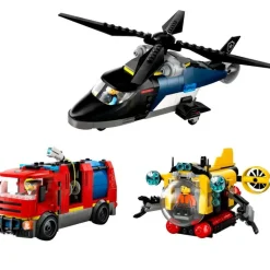 Lego City Helicóptero, Camión Bomberos, Submarino