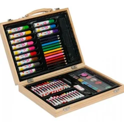 Maletín Madera Pinturas 68 Piezas