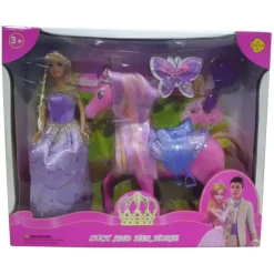 Muñeca Vestido Lila y Caballo