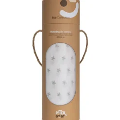 Muselina 120*120 bambu Stars Blanco/ Gris
