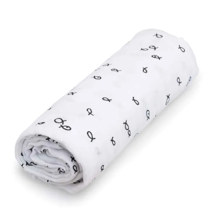 Muselina Bambú Fish Blanco