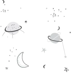 Muselina de Bambú Planets blanco