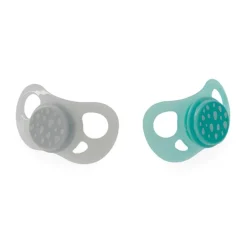 Pack 2 Chupetes de Silicona 0-6 M Turquesa/ Gris