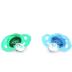Pack 2 Chupetes de Silicona 0-6 Meses Azul/Verde