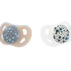 Pack 2 Chupetes de Silicona 0-6 Meses Blanco/ Gris