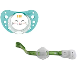 Pack Chupete Látex + Cadena porta 12m+ gatito