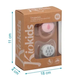 Pack de 2 chupetes ortodónticos Rosa y Gris 6-18 meses