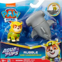 Patrulla Canina Aqua Pups Figura Rubble + Tiburón