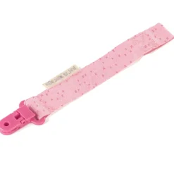 Pinza Portachupetes Tejido Rosa