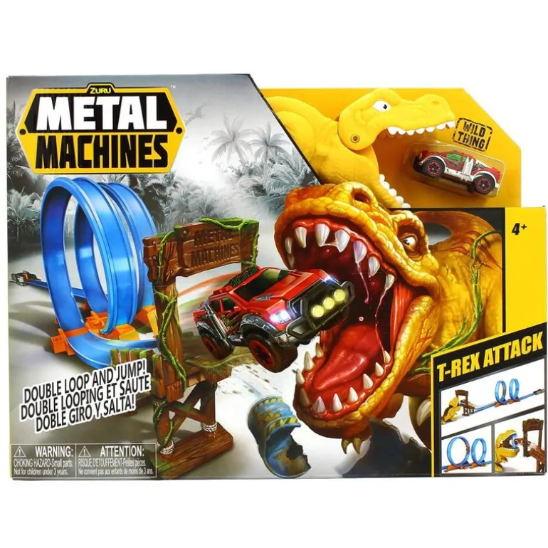 Pista Vehículos Metal Machines Ataque T-Rex