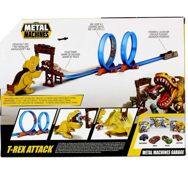 Pista Vehículos Metal Machines Ataque T-Rex
