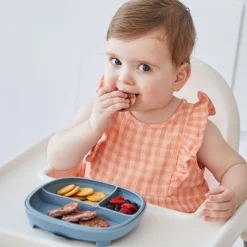 Plato de silicona 2 en 1 con compartimentos extraíbles Azul