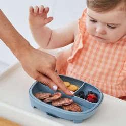 Plato de silicona 2 en 1 con compartimentos extraíbles Azul