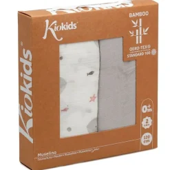 Set de 2 muselinas Ballenas gris