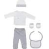 Set Nacimiento de 0-6m 5 piezas Topos Gris
