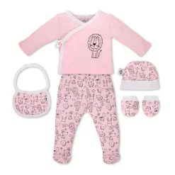 Set Nacimiento de 0-6m 5 piezas Animals Rosa