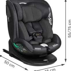 Silla coche Milos 40-150 cm top tether Negro