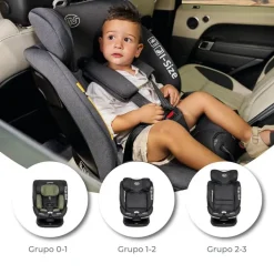 Silla coche Milos 40-150cm top tether Gris / Verde