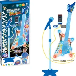 Singer Star Guitarra Eléctrica Infantil con Micro Azul