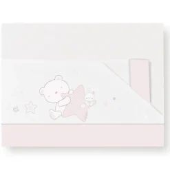 Triptico sabanas de cuna de 120*60 Peluche Rosa