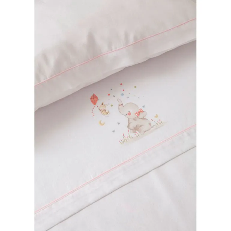 Triptico Sábanas cuna de 120*60 Elefante Bco/Rs