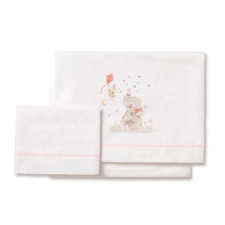 Triptico Sábanas cuna de 120*60 Elefante Bco/Rs