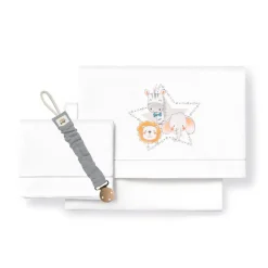 Triptico Sábanas cuna de 120*60 Animalitos Bco/Gri